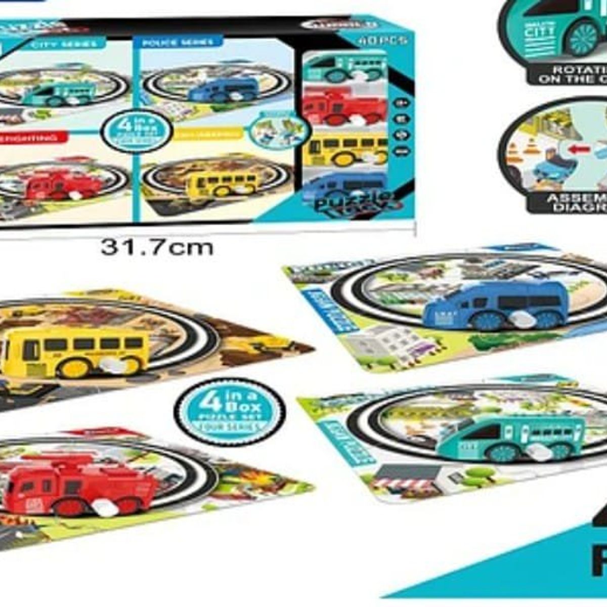 GENERICO - Juego pista 4 autos armable 40 unds para niños