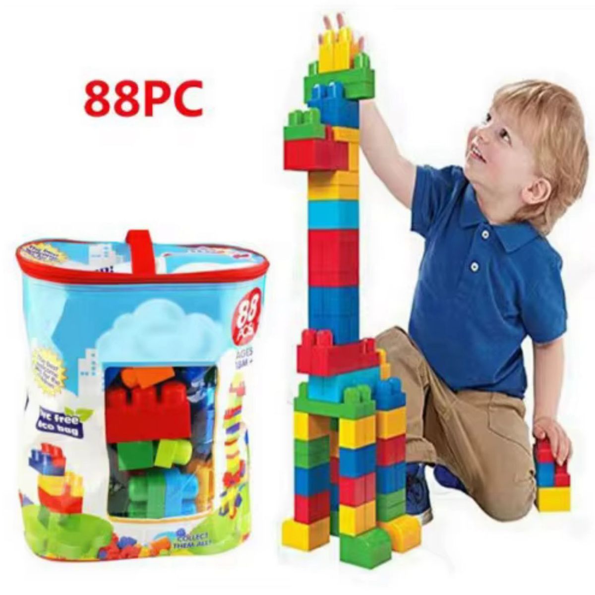 GENERICO - Juego De mega Bloques Construcción 88pzs Niños Con Bolsa