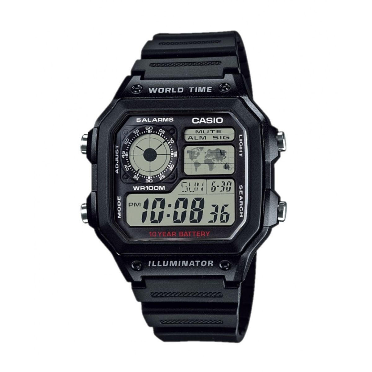 CASIO - RELOJ CASIO AE1200WH-1AV HOMBRE DEPORTIVO WORLD TIME ILUMINATOR