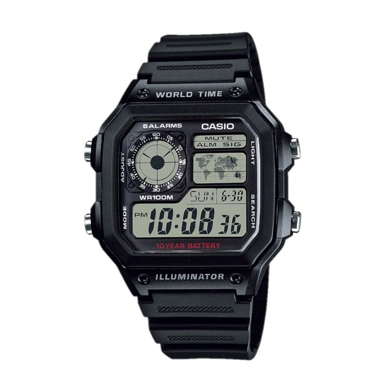 CASIO - RELOJ CASIO AE1200WH-1AV HOMBRE DEPORTIVO WORLD TIME ILUMINATOR