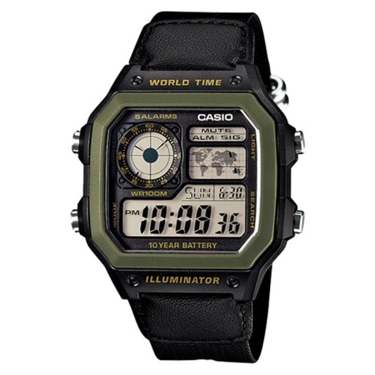 CASIO - CRELOJ CASIO AE1200WHB-1BV HOMBRE DEPORTIVO WORLD TIME ROYALE