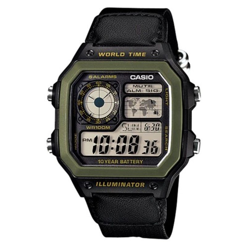 CASIO - CRELOJ CASIO AE1200WHB-1BV HOMBRE DEPORTIVO WORLD TIME ROYALE
