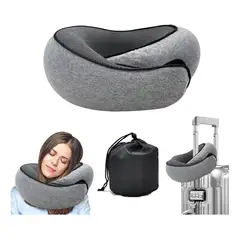 GEN - Cojín Viaje Cuello Almohada Cómoda Ergonómico Ortopédico Gris Oscuro Liso