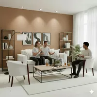 Living 311 kabul Crudo Sofa 3 cuerpos + 2 Sitiales de madera tapizados