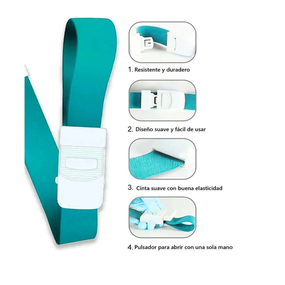 GENERICO - Torniquete Ligadura Elastico Hebilla Medicas Celeste 2 Uni