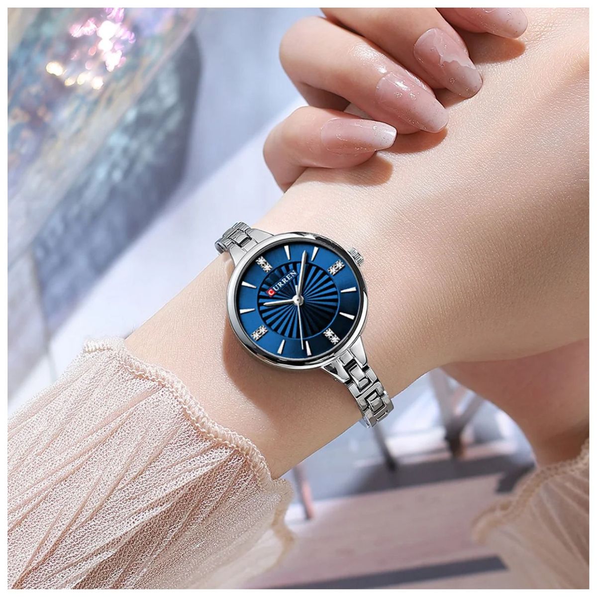 CURREN - Reloj mujer elegante Curren cuarzo análogo de lujo tecnología japonesa