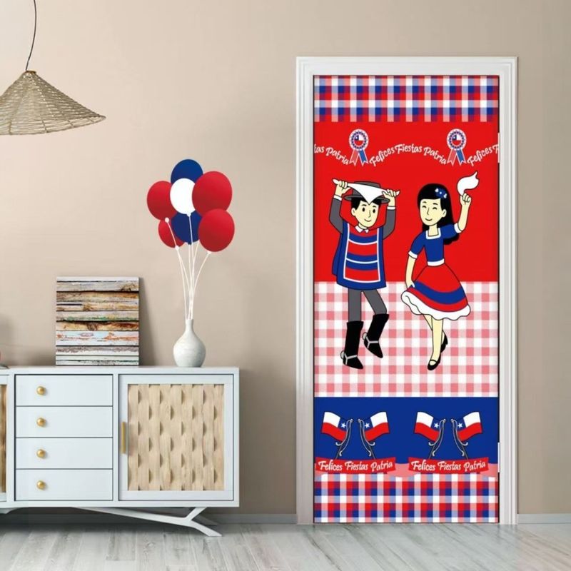 ANGELES DEL HOGAR - FUNDA DECORATIVA PARA PUERTA DISEÑO FECHAS PATRIAS