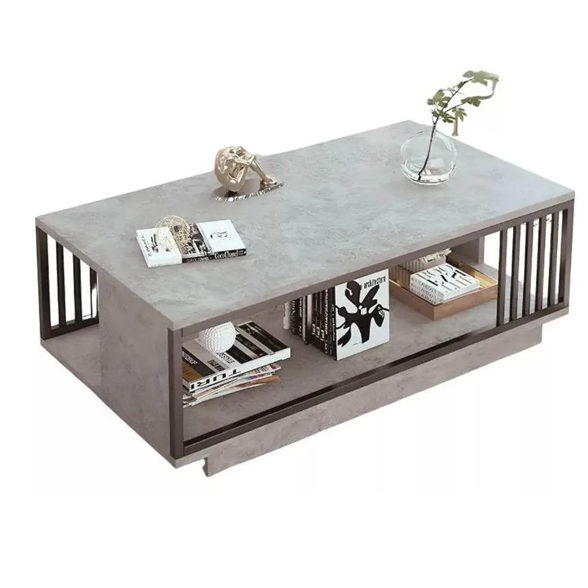 MUNDO MAGIA - Mesa De Centro Para Living Con 2 Niveles 100x50x40 Gris