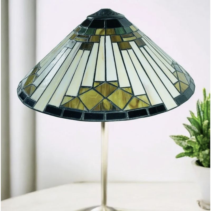 GENERICO - Pantalla Vitral Artesanal Estilo Tiffany  Cono 38x24 Cm