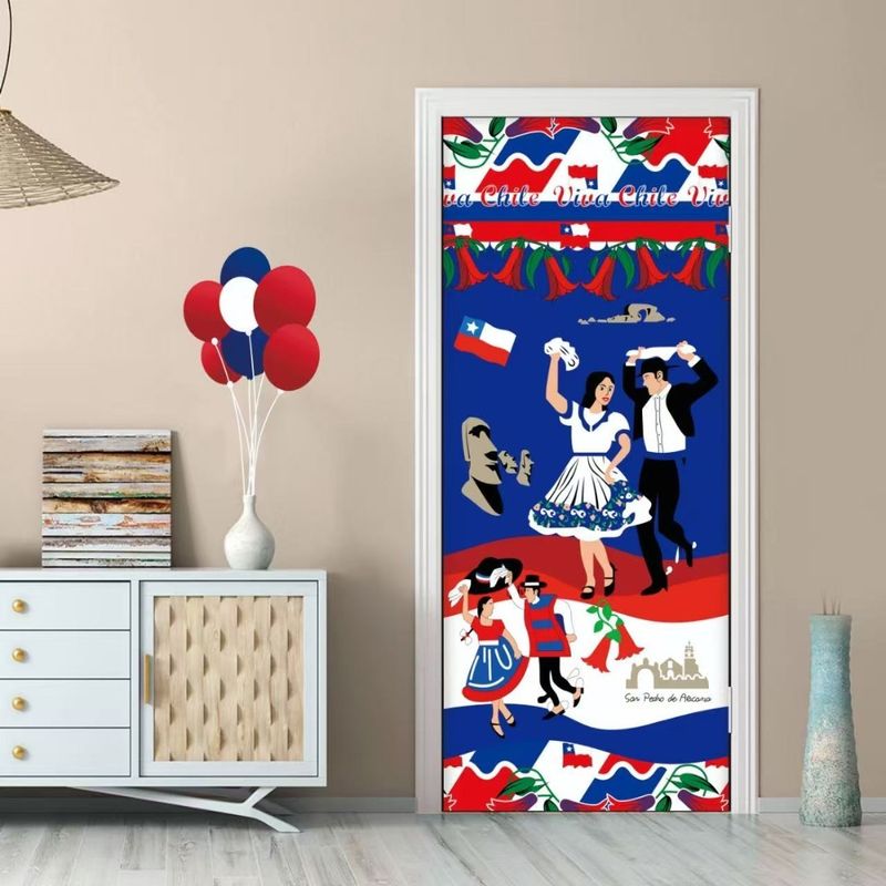 ANGELES DEL HOGAR - FUNDA DECORATIVA PARA PUERTA DISEÑO FECHAS PATRIAS