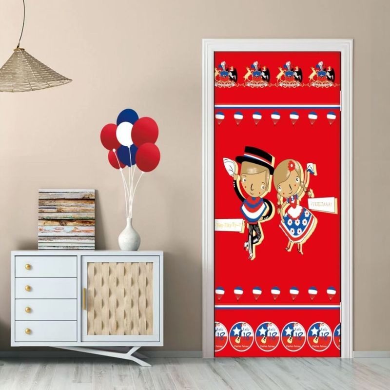 ANGELES DEL HOGAR - FUNDA DECORATIVA PARA PUERTA DISEÑO FECHAS PATRIAS