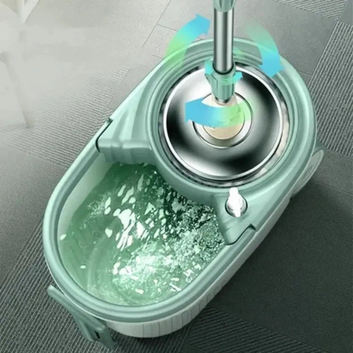 MUNDO MAGIA - Mopa Trapeador Giratoria Balde Centrifuga Con Asa Rueda Agua