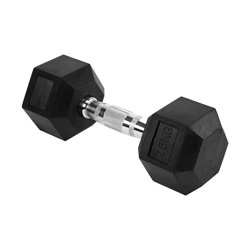 NEVER MIND - Mancuerna Hexagonal Cromada 7.5 Kg Recubierta Goma (unidad)