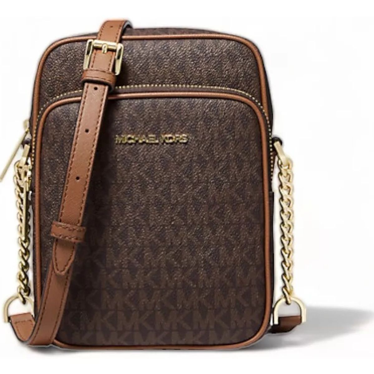 MICHAEL KORS - Crossbody Micheal Kors Jet set travel Chain Xbody logotipo cafe