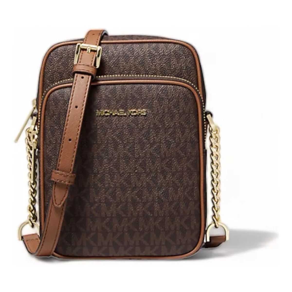 MICHAEL KORS - Crossbody Micheal Kors Jet set travel Chain Xbody logotipo cafe