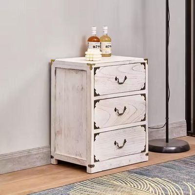 Imagen 2 del producto SET VELADOR DORMITORIO LUPE 3 CAJONES BLANCO RUSTICO