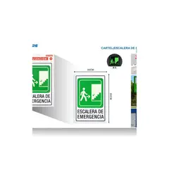 GENERICO - LETRERO DE PVC ADHESIVO ESCALERA DE EMERGENCIA 30X20CM