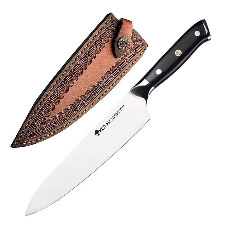 KOYAM - Cuchillo cocina Chef 20cm Acero 1.4116 Gama Alta con Funda Cuero