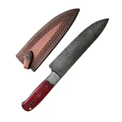 KOYAM - Cuchillo Chef 20cm Rojo Acero de Damasco 512 capas c/ Funda