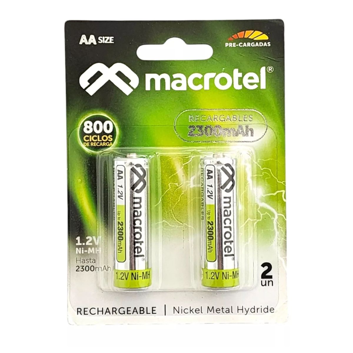 GENERICO - Pack 2 Pilas Recargables Aa 1.2v Macrotel 2300mha