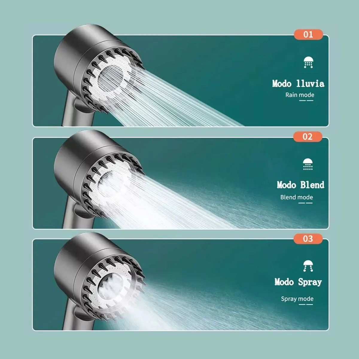 MOVI - Mango de Ducha de Alta Presión con Manguera 4 en 1