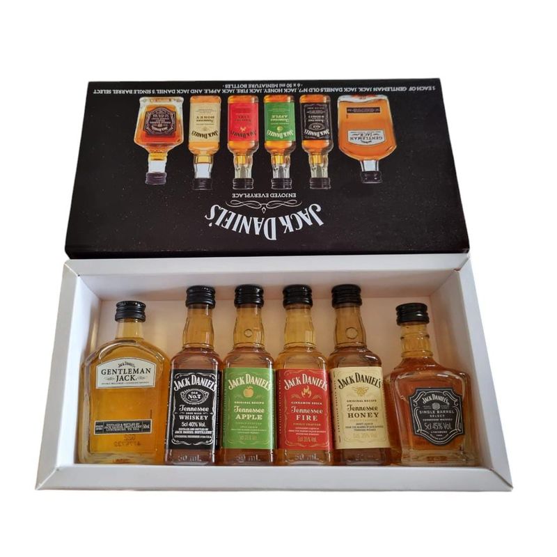 JACK DANIELS - Colección Completa 6 Miniaturas Whisky Jack Daniels en Caja