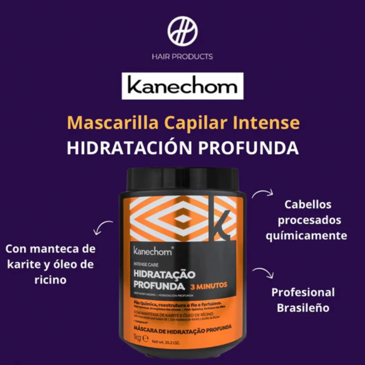 KANECHOM - Máscara Kanechom Hidratación Profunda 1kg  Pelo Seco Y Dañado