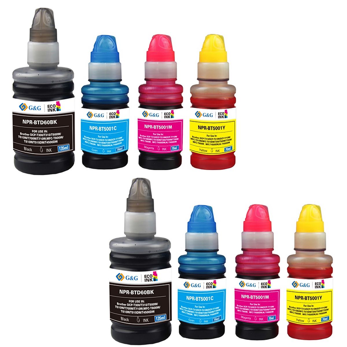 CREA PRINT - 2 Pack Tinta Alternativa Para Brother Btd60bk/bt5001 4 Color