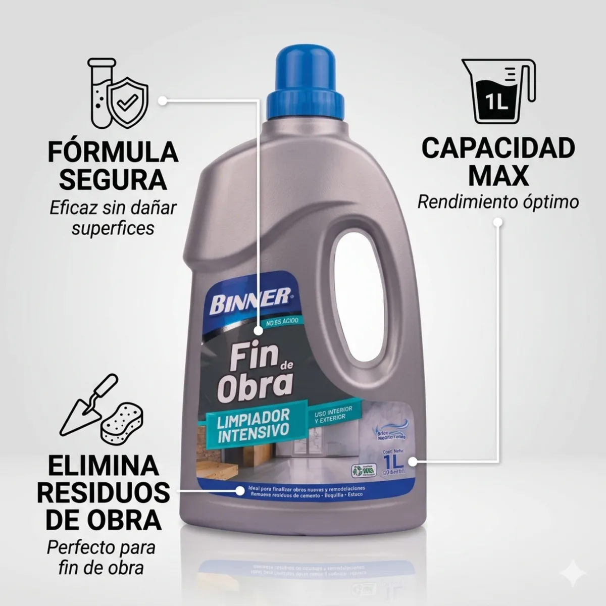 GENERICO - Limpiador Removedor Fin De Obras Binner 1l
