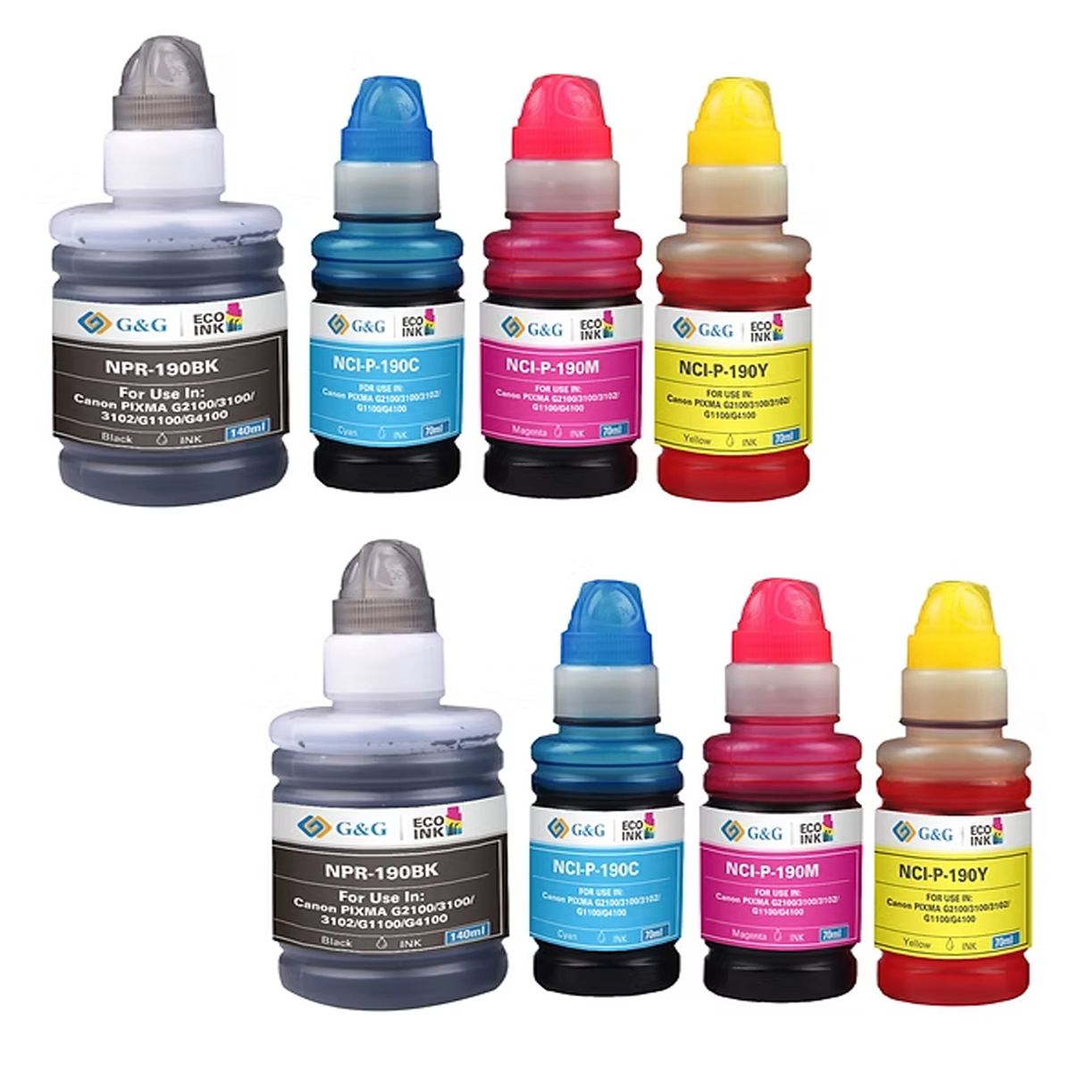 CREA PRINT - 2 Pack Gi-190  4 Colores Para Canon Con G2100 G2110 G3110