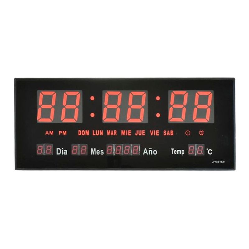 GENERICO - Reloj Digital Rectangular De Pared Pantalla Led Alta Visibilidad