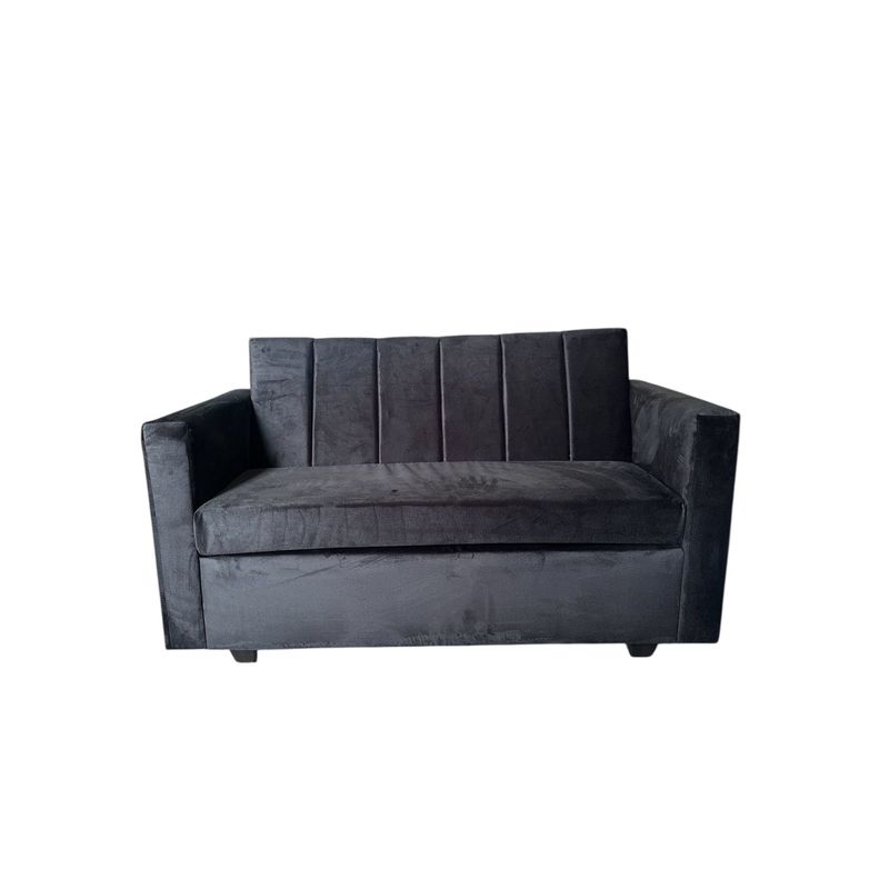 GENERICO - Sofa 2 Cuerpo Rayas Color Negro Felpa