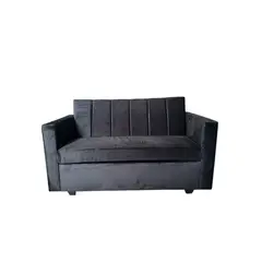 GENERICO - Sofa 2 Cuerpo Rayas Color Negro Felpa
