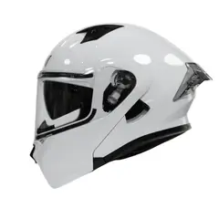 ICH - Casco moto 3120 solid blanco abatible con sun visor certificación dot 3cv