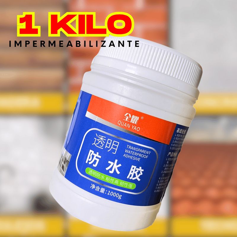 GENERICO - 1 kilo adhesivo transpaente Tapa Goteras  /ENVASE AZUL/