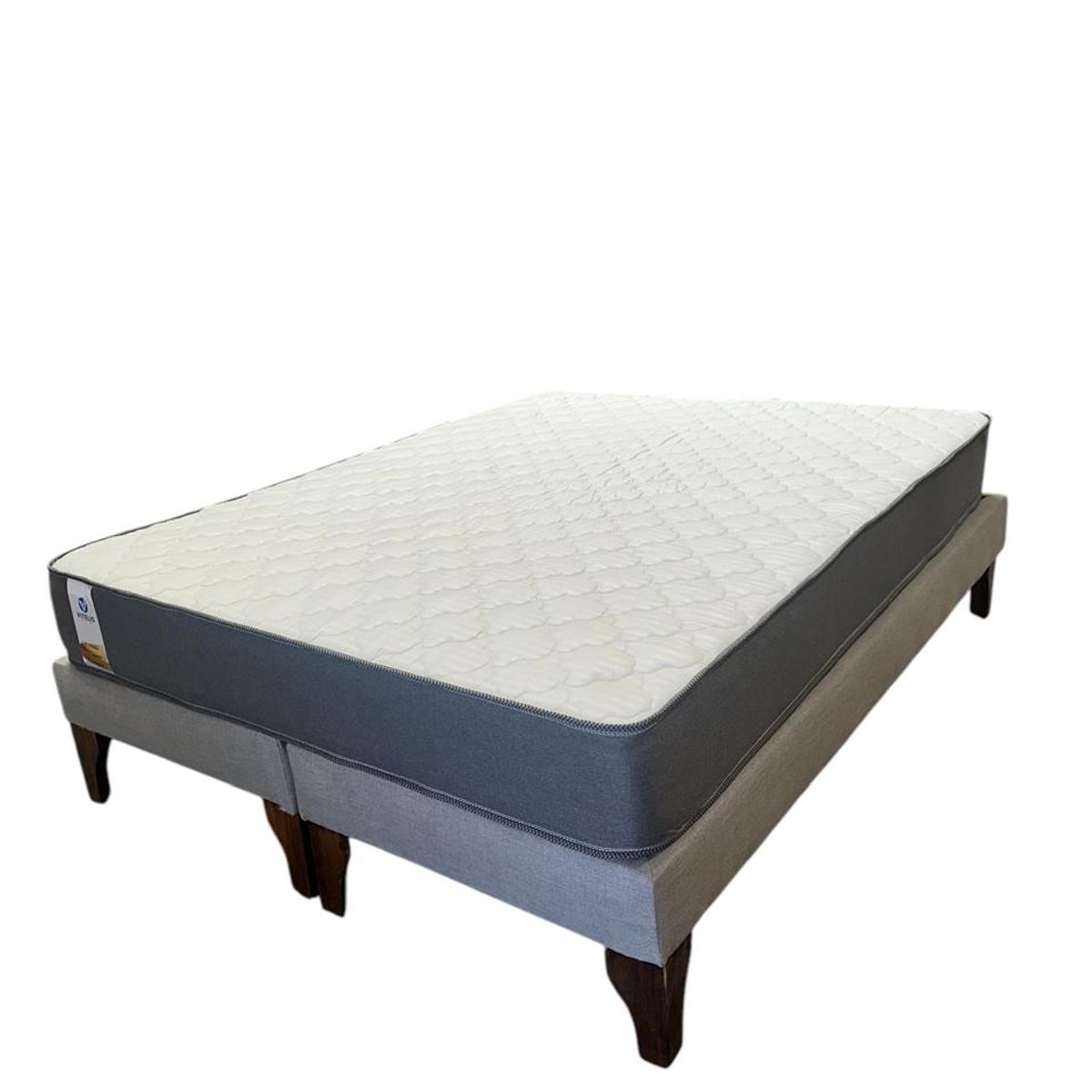 GENERICO - Cama Con Colchon Europea Gris 2 Plazas