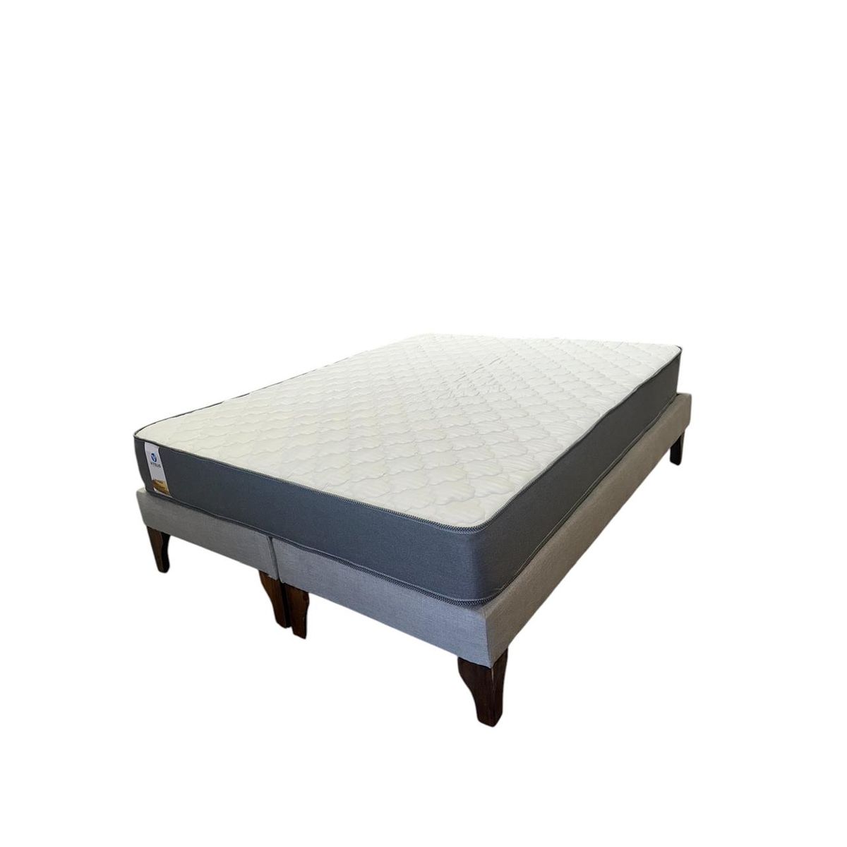 GENERICO - Cama Con Colchon Europea Gris 2 Plazas