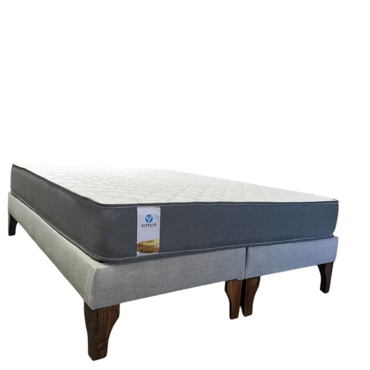 GENERICO - Cama Con Colchon Europea Gris 2 Plazas