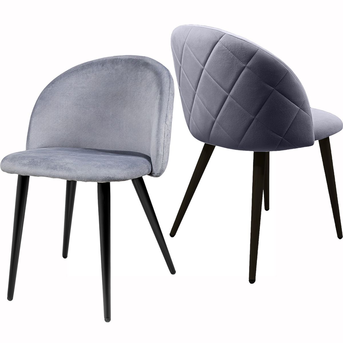 HABITA2 CHILE - Pack 2 Silla de comedor Nordic Felpa Black - Gris