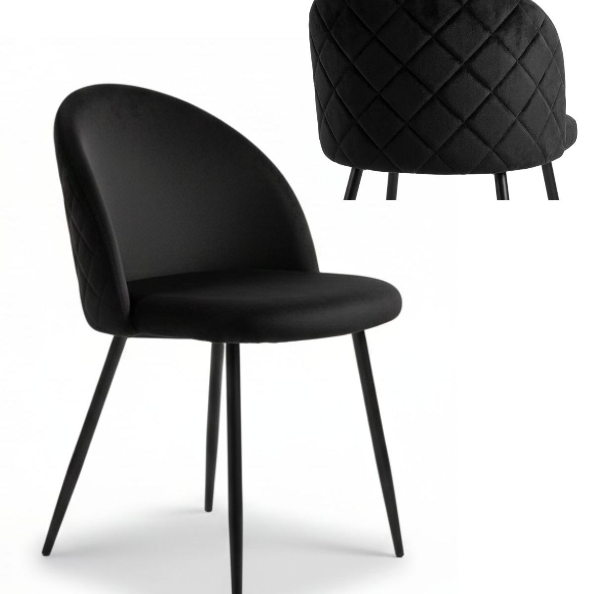 HABITA2 CHILE - Pack 2 Silla de comedor Nordic Felpa Black