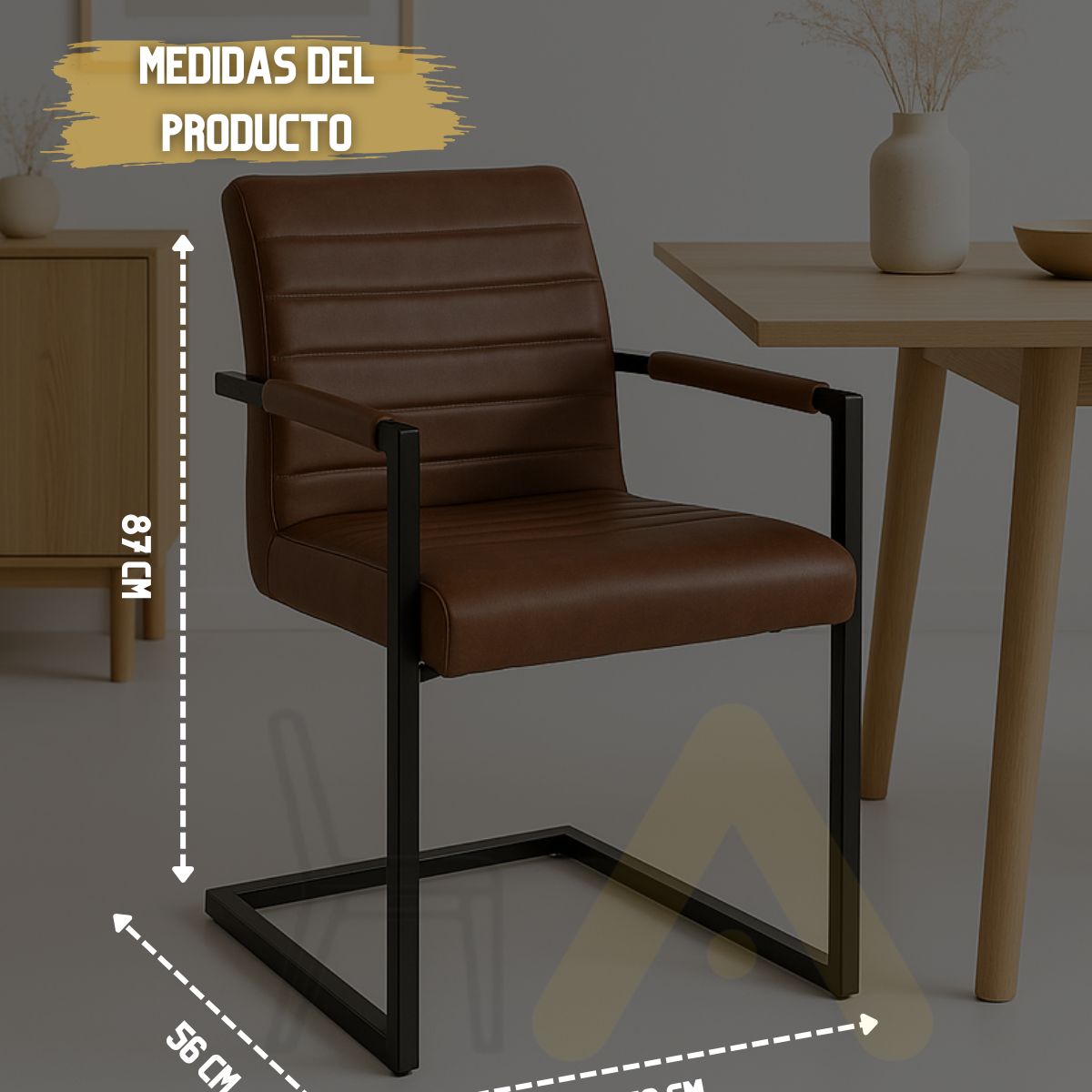 HABITA2 CHILE - SILLA DE COMEDOR CUERO PALERMO