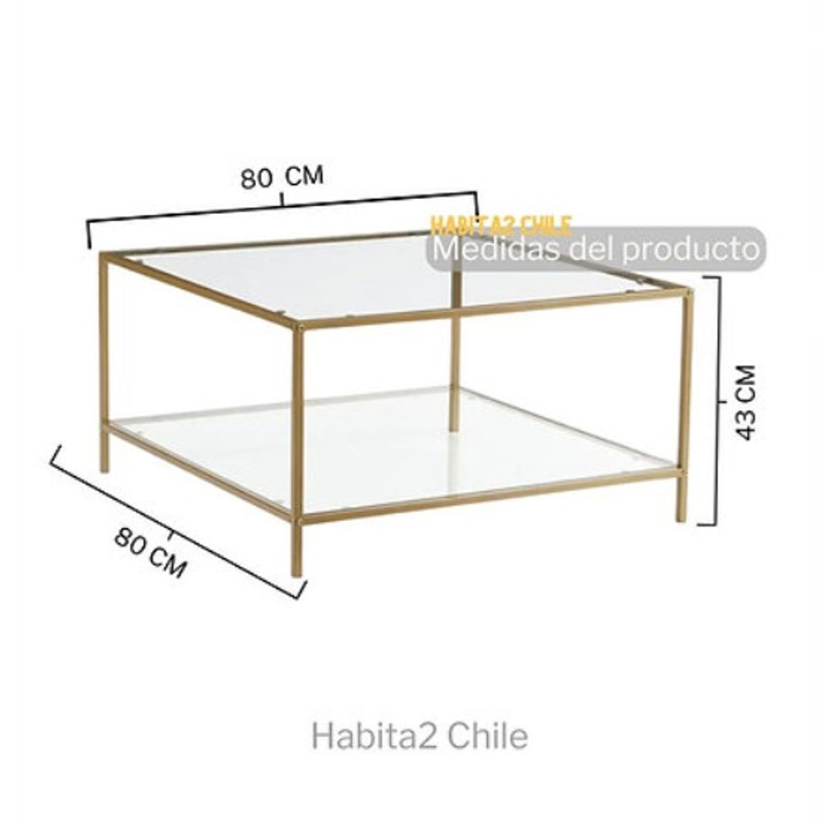 HABITA2 CHILE - Mesa de Vidrio Dorada -Verona