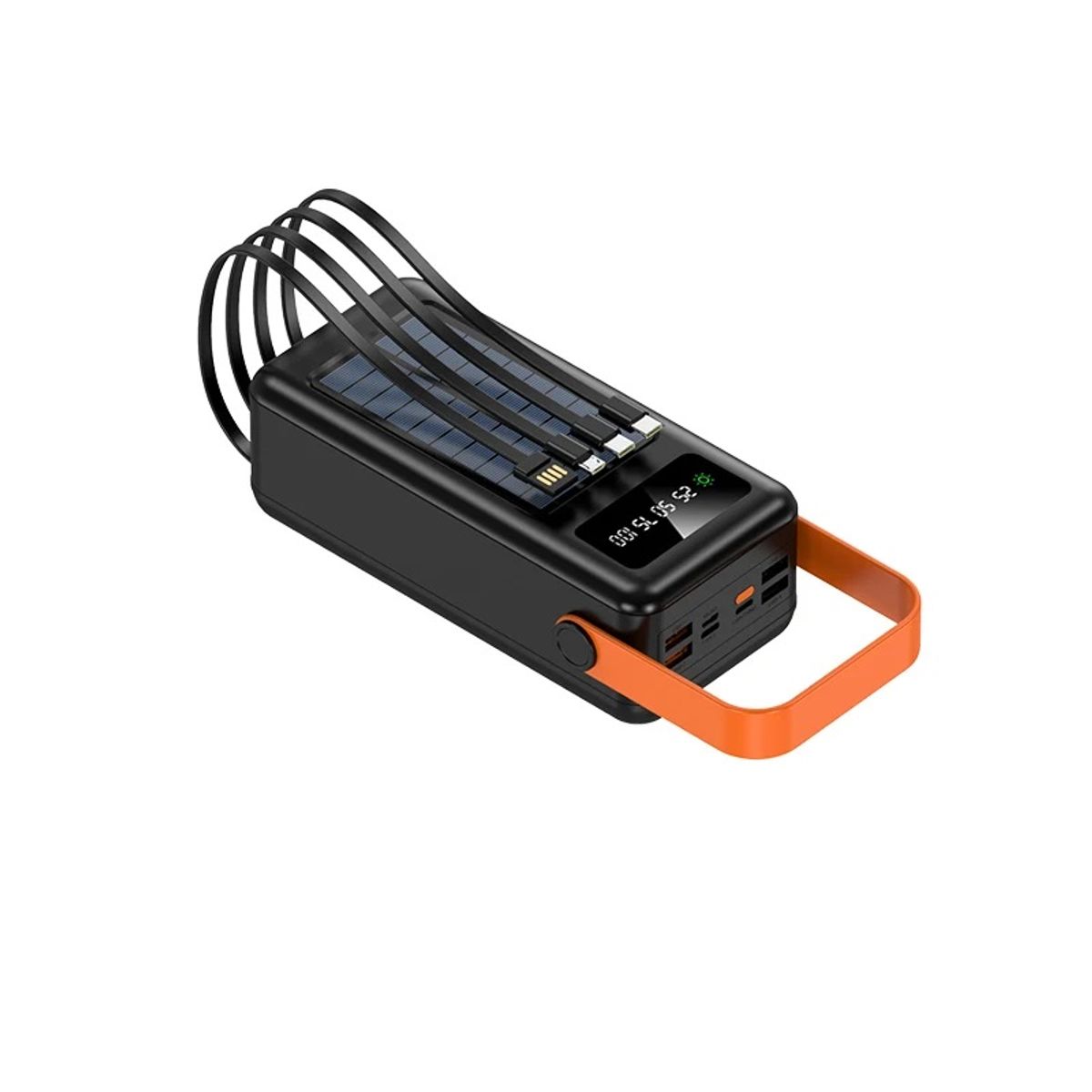 STARTECHOFFICE - Power Bank Solar 40000 mAh Carga Rápida, Linterna y Cables Integrados