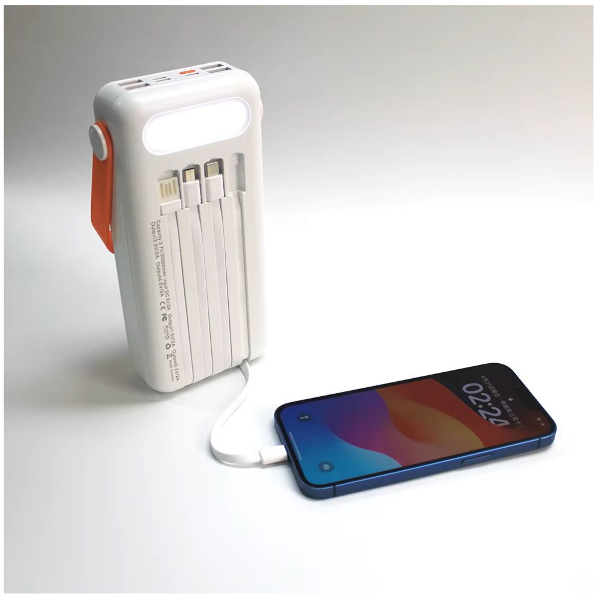 STARTECHOFFICE - Power Bank Solar 40000 mAh Carga Rápida, Linterna y Cables Integrados