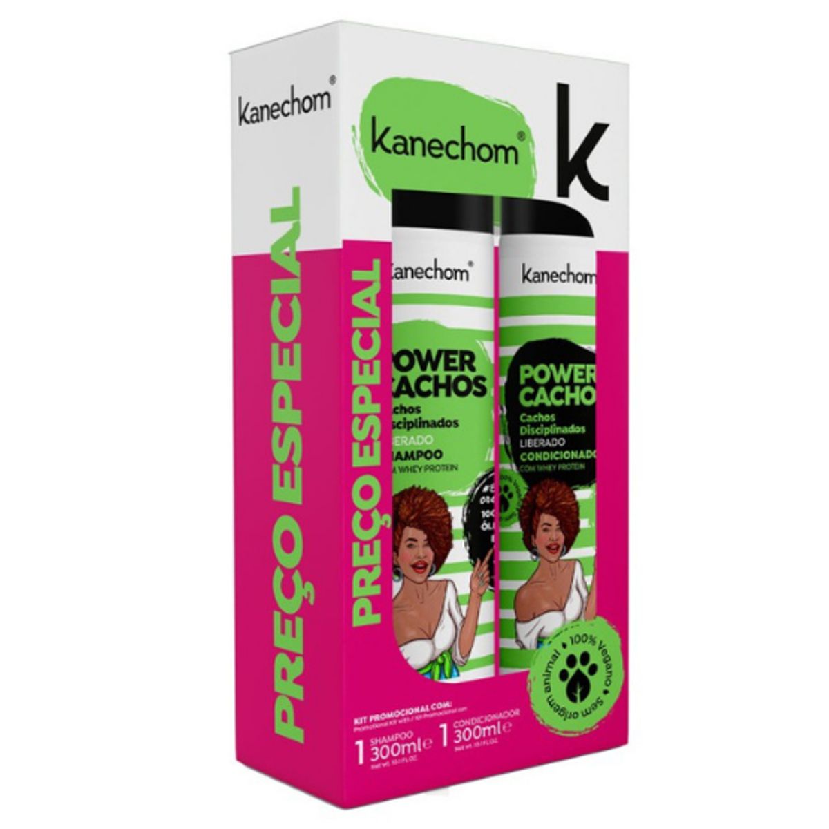 KANECHOM - Pack Shampoo Acondicionador Power Cachos Kanechom 300 Ml C/u