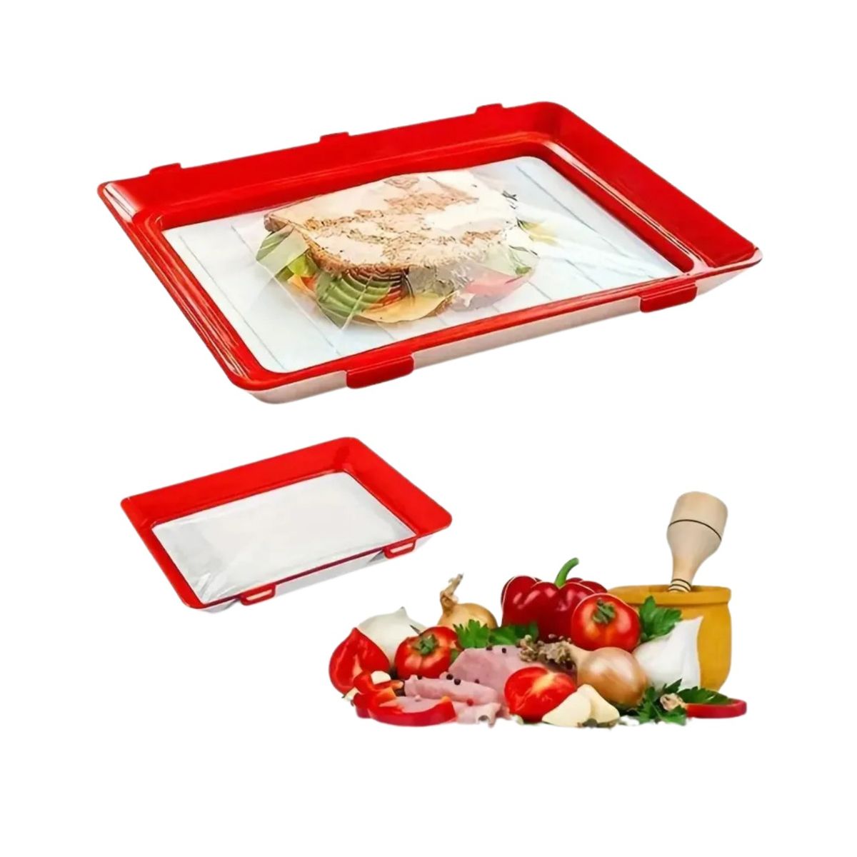 GENERICO - Bandeja Reutilizable Conservar Alimentos Freezer Heladera SKU TN