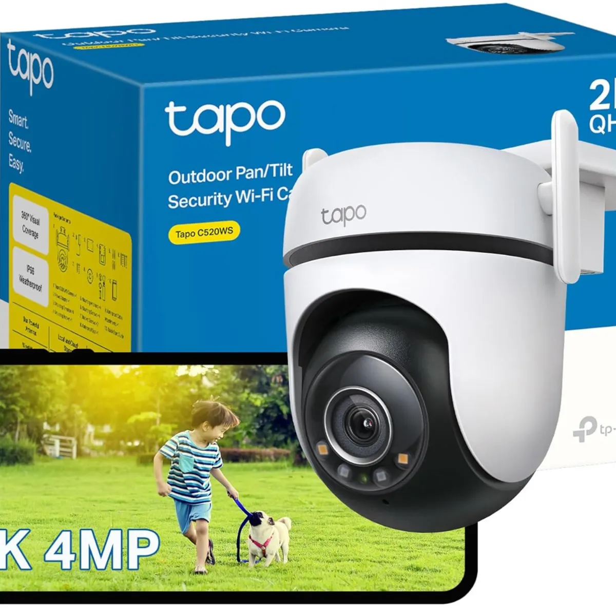 TP LINK - Cámara Giratoria Outdoor Tapo C520 Visión Nocturna 2K RJ45 + 2 Antenas