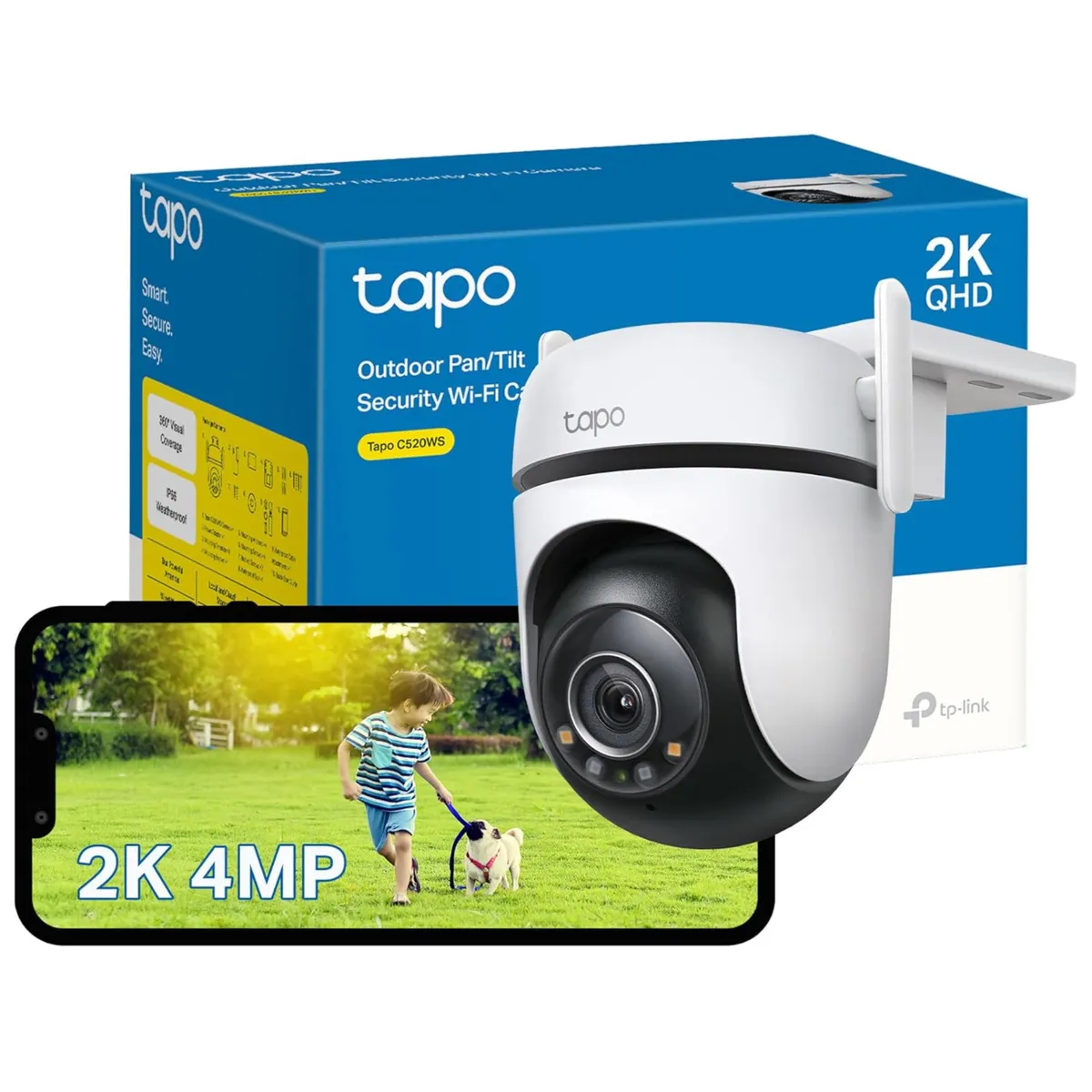 TP LINK - Cámara Giratoria Outdoor Tapo C520 Visión Nocturna 2K RJ45 + 2 Antenas