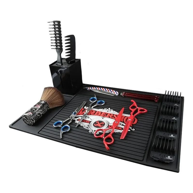 GENERICO - Cojin Alfombra Antideslizante De Pvc Maquinas Afeitador Rojo-Negro