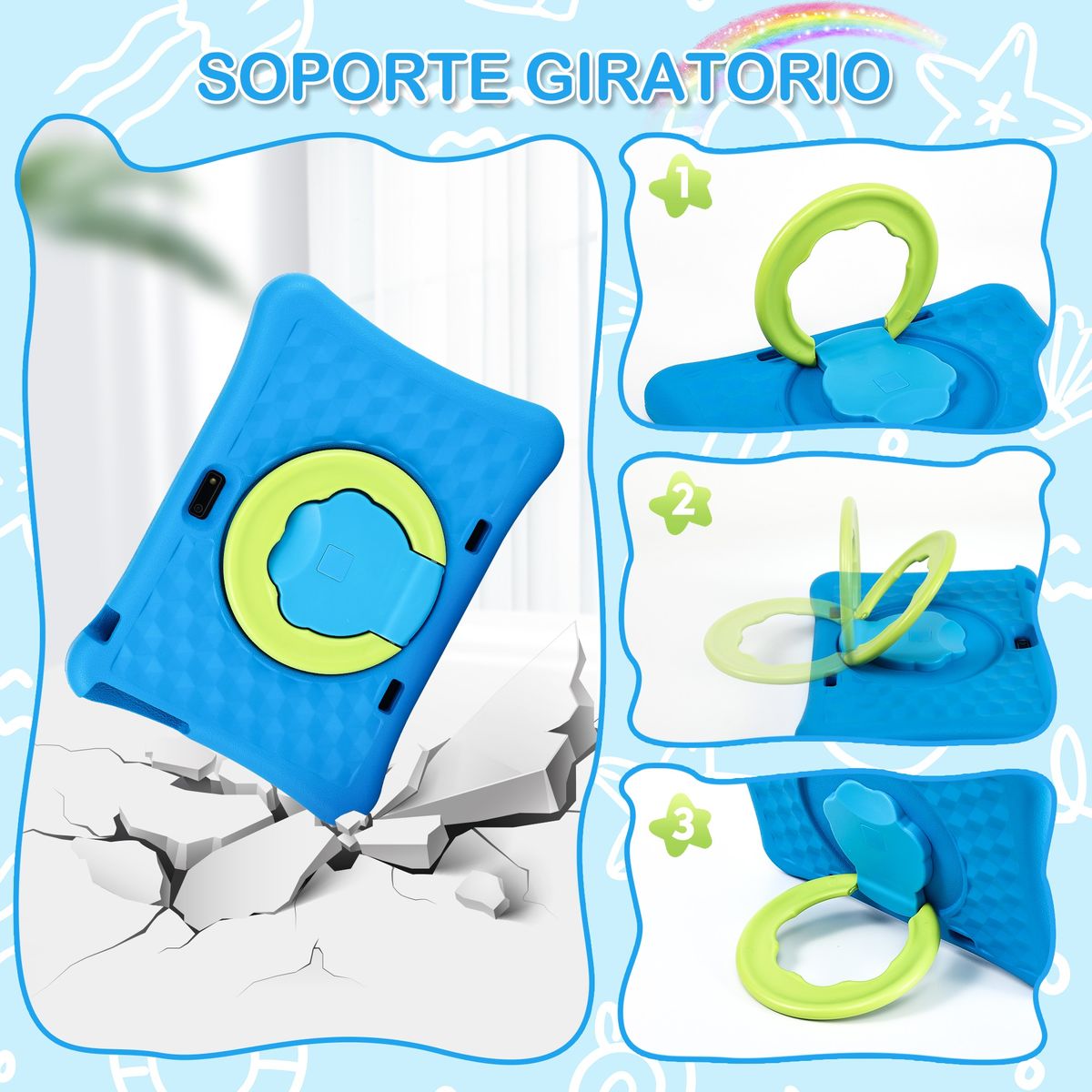 VEIDOO - Tablet Niños Veidoo con Control Parental 64GB 10.1 - Azul